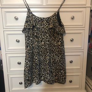 Leopard print dress with adjustable straps.